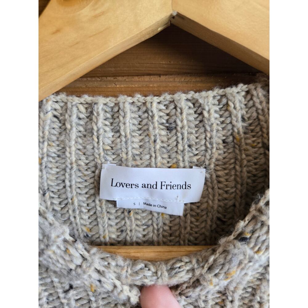 Lovers and Friends Dress Abra Sweater Mini Long Sleeve Beige Multi S Cozy Boho - Picture 4 of 7